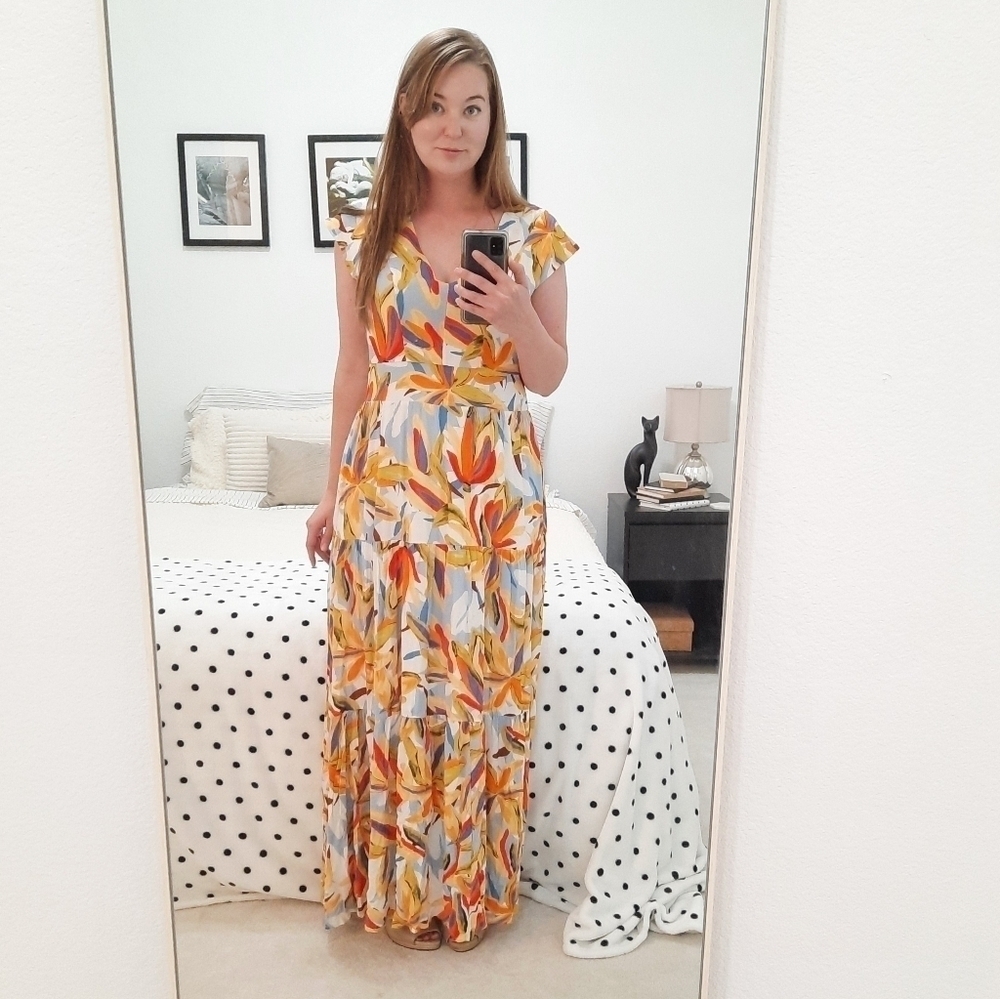 Alexia Admor Summer Floral V-neck Tiered Maxi Dress 12